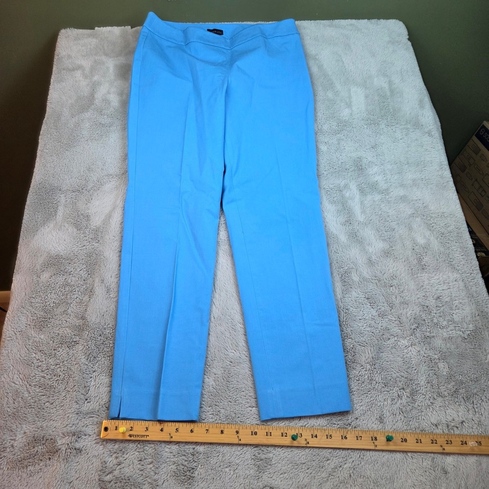 Talbots Chatham Ankle Pant Womens 8 Side Zip Straight Leg Stretch Bright Blue‎
